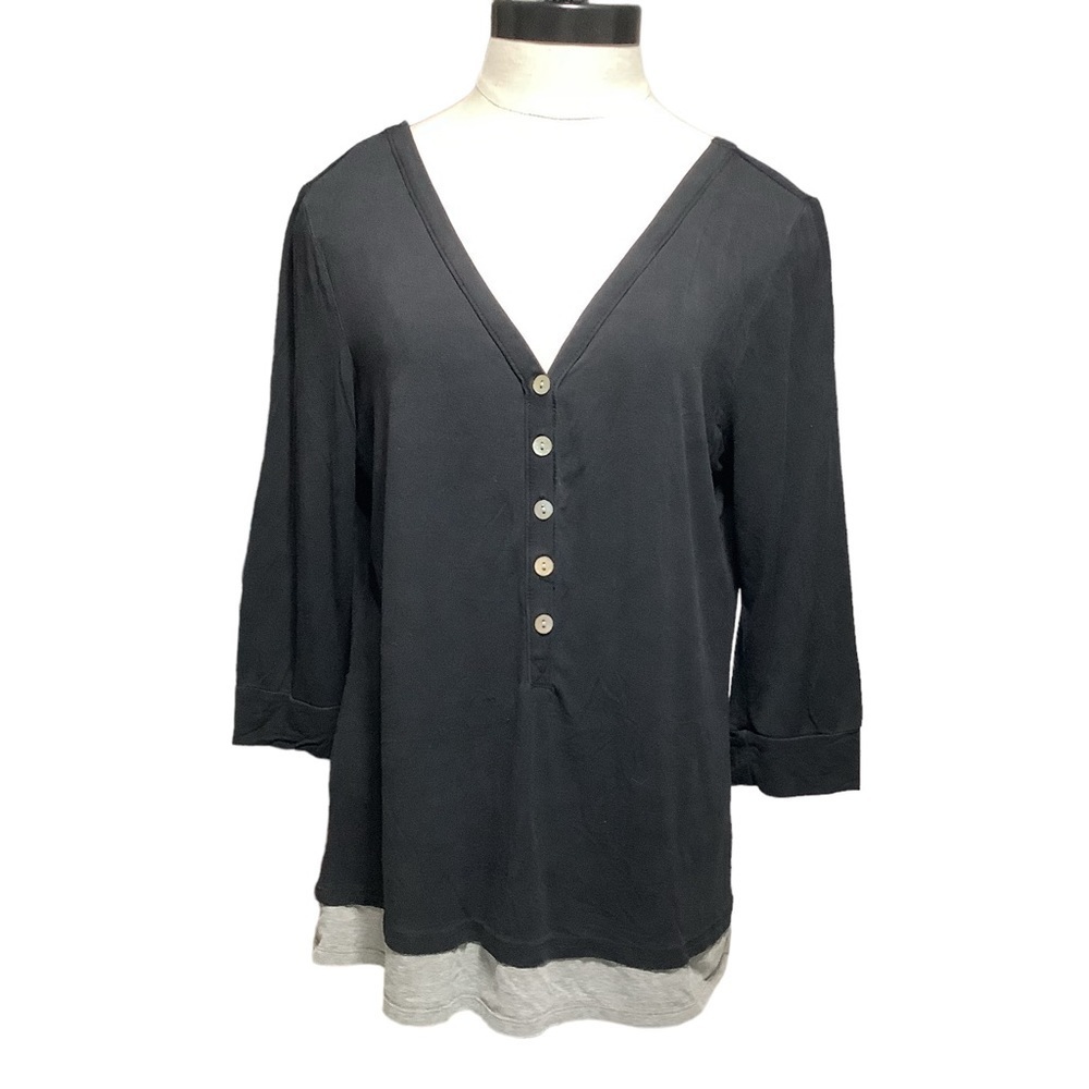 BOGARI Silk Blend Henley Top - Size XL